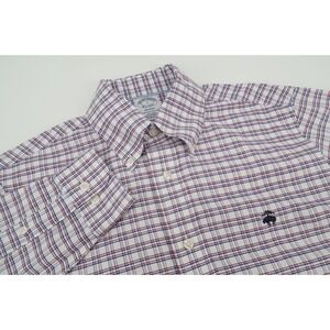 Brooks Brothers Regent Fit Mens‎ Small Red White Blue Plaid Button Down Shirt